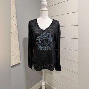 Peace Love Mom Black Long Sleeve Graphic Tee